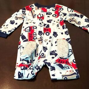 Carter's Blue Fire Truck Footed Pajamas 24M